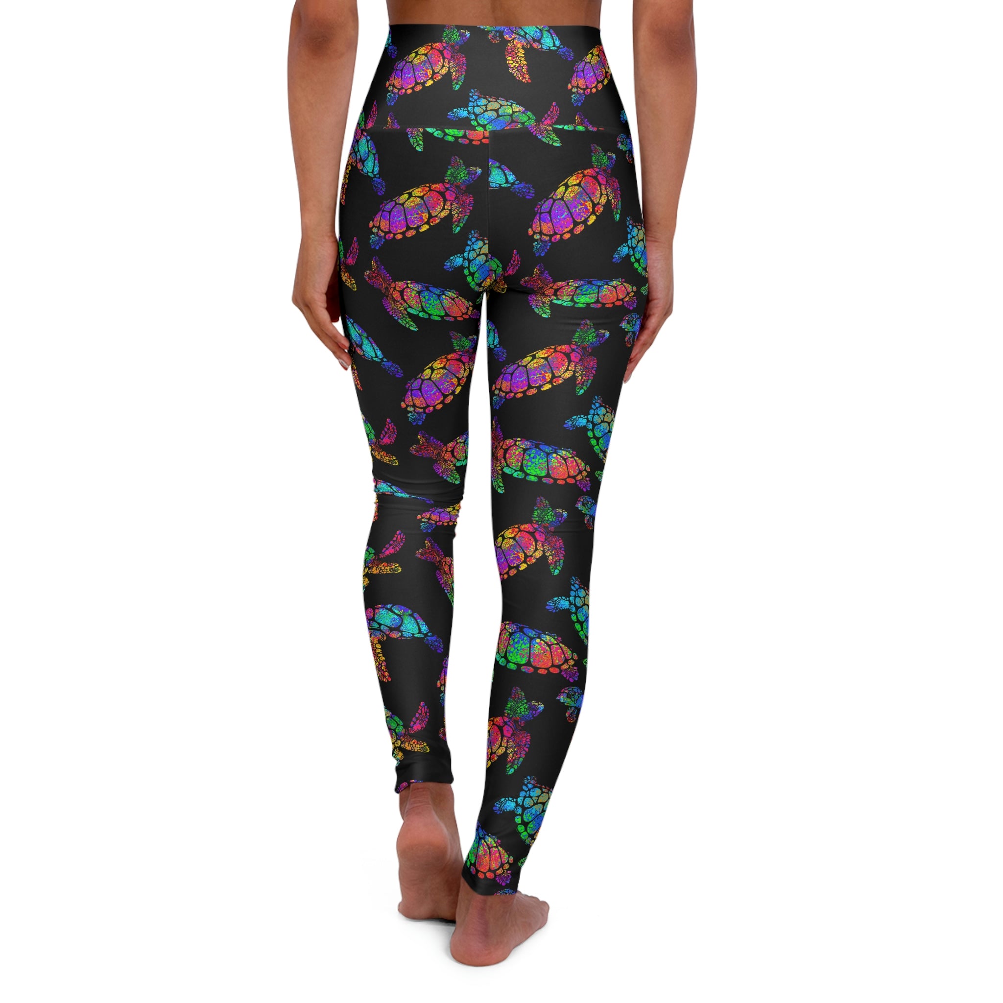 SHE REBEL - Neon Sea Turtle Yoga Leggings